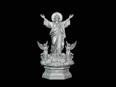 Risen Christ with Angels Statue Design 3 - 3D Print Model 3D Print Model