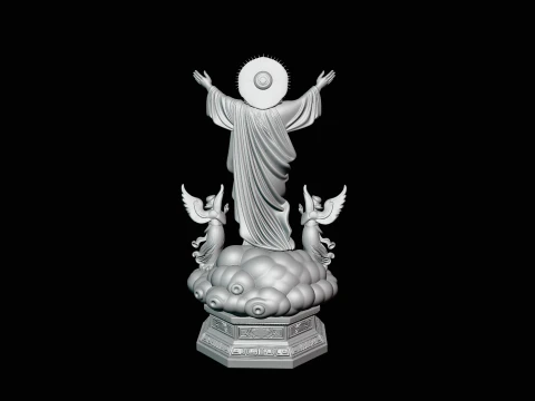 Risen Christ with Angels Statue Design 3 - 3D Print Model 3D Print Model