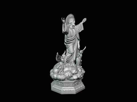 Risen Christ with Angels Statue Design 3 - 3D Print Model 3D Print Model