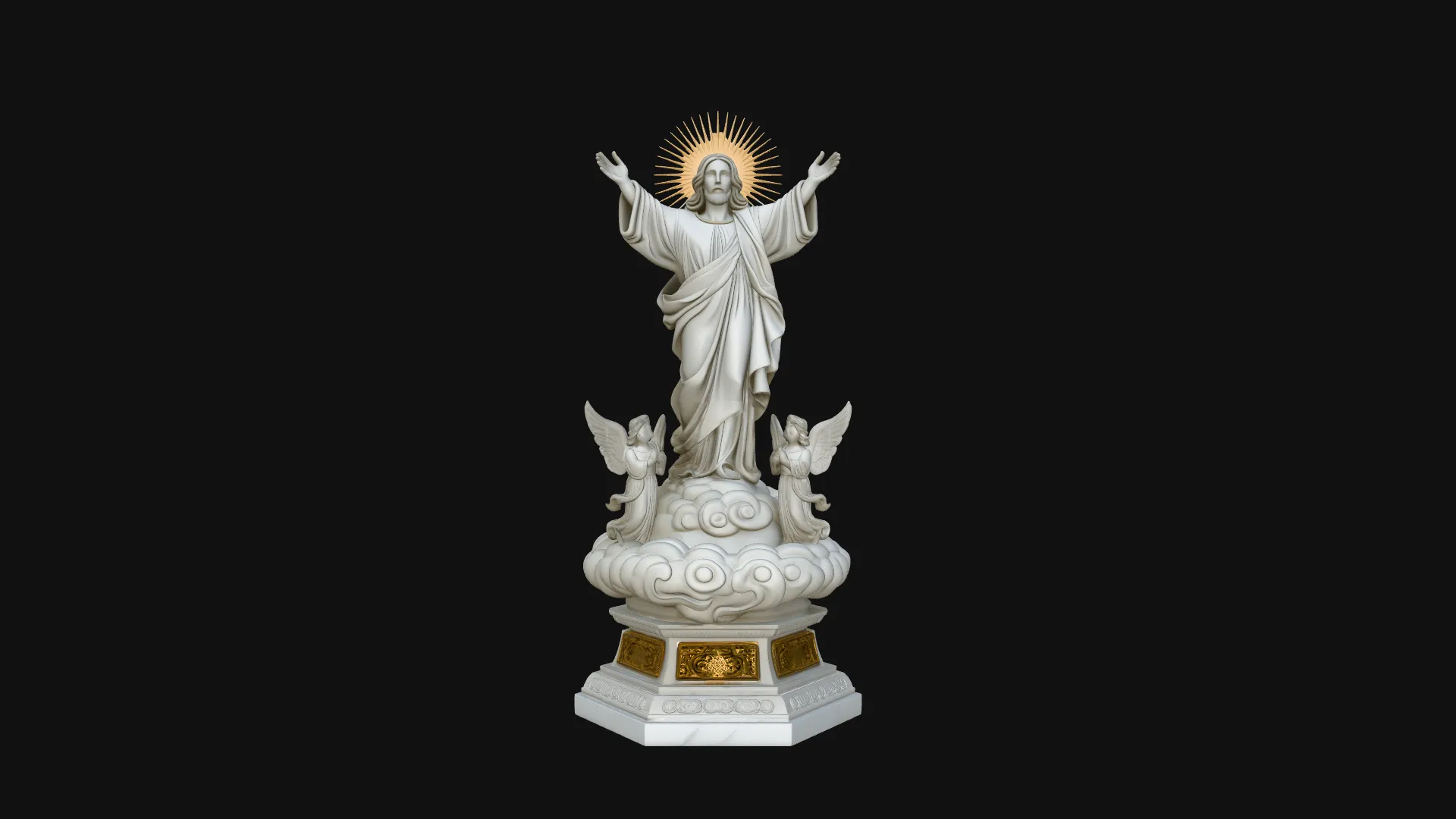 Risen Christ with Angels Statue Design 4 - 3D Print Model 3D Print Model .c4d .max .obj .3ds .fbx .stl .blend 