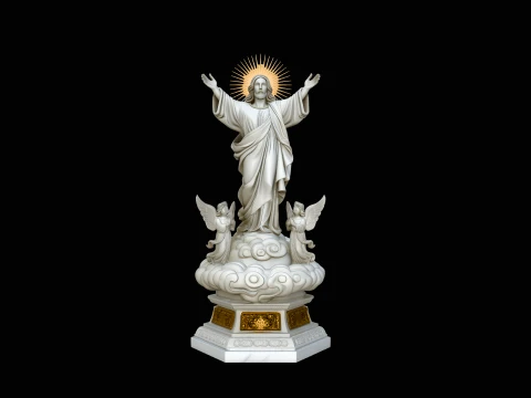 Risen Christ with Angels Statue Design 4 - 3D Print Model 3D Baskı Modeli