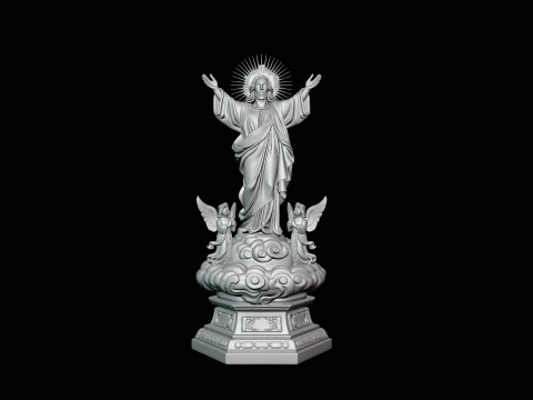 Risen Christ with Angels Statue Design 4 - 3D Print Model 3D Print Model