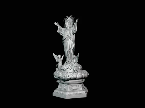 Risen Christ with Angels Statue Design 4 - 3D Print Model 3D Print Model