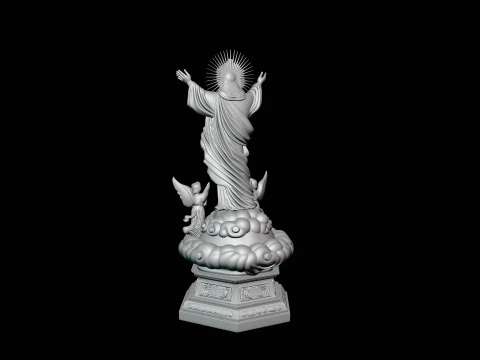 Risen Christ with Angels Statue Design 4 - 3D Print Model 3D Print Model