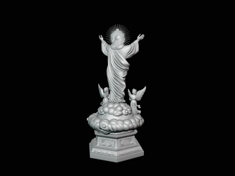 Risen Christ with Angels Statue Design 4 - 3D Print Model 3D Print Model
