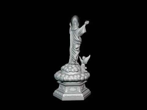 Risen Christ with Angels Statue Design 4 - 3D Print Model 3D Print Model