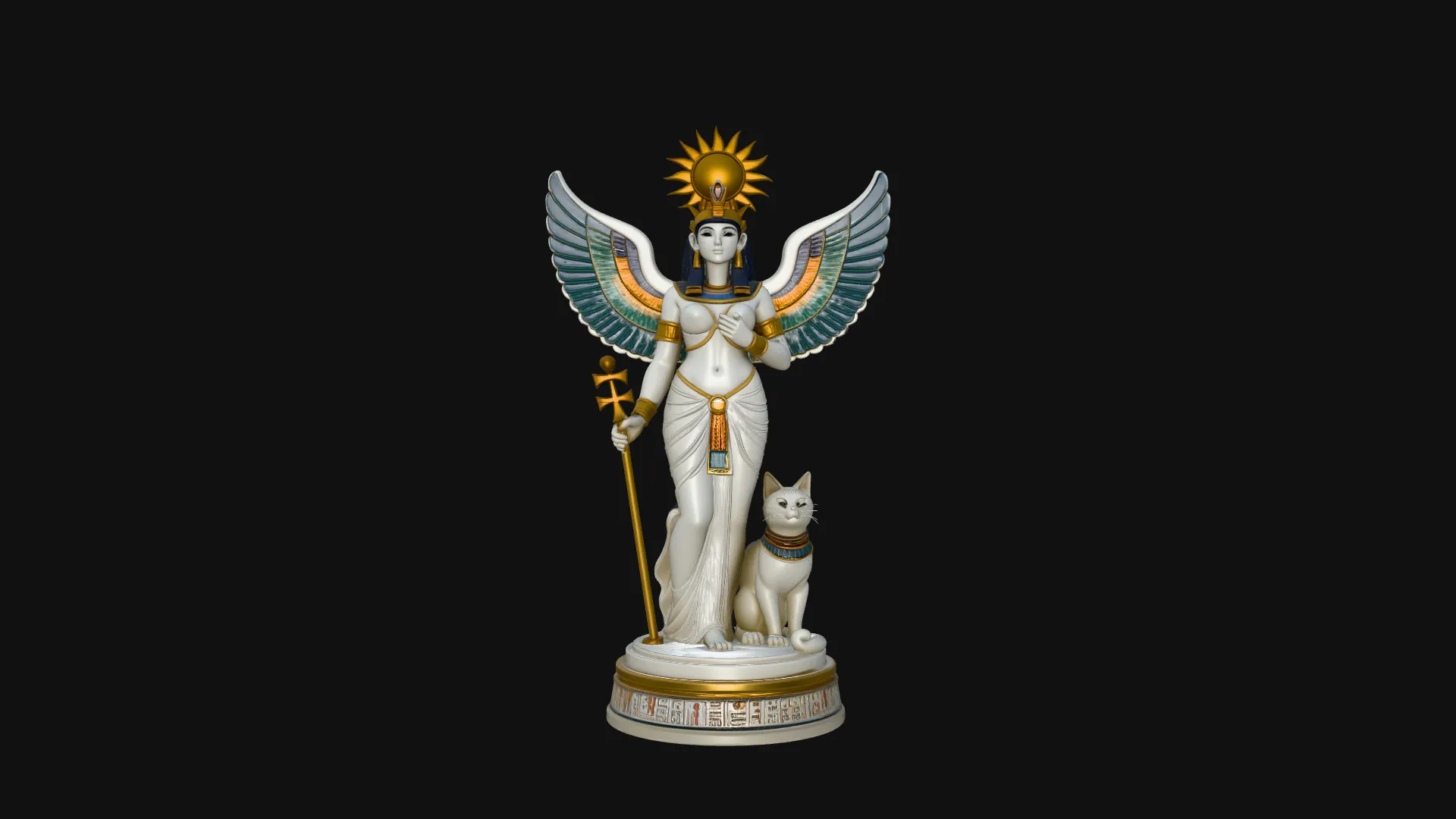 Isis Winged Goddess Statue Design 1 - 3D Print Model 3D Print Model .c4d .max .obj .3ds .fbx .stl .blend 