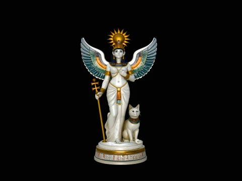 Isis Winged Goddess Statue Design 1 - 3D Print Model 3D Print Model