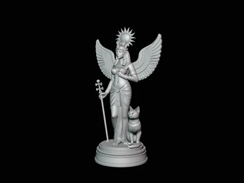 Isis Winged Goddess Statue Design 1 - 3D Print Model 3D Print Model