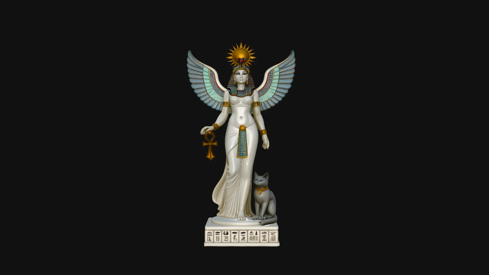 Isis Winged Goddess Statue Design 2 - 3D Print Model 3D Print Model .c4d .max .obj .3ds .fbx .stl .blend 