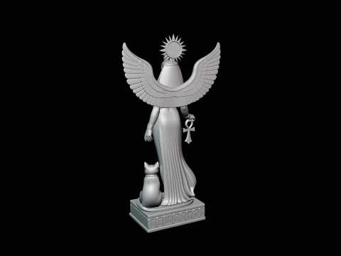 Isis Winged Goddess Statue Design 2 - 3D Print Model 3D Print Model