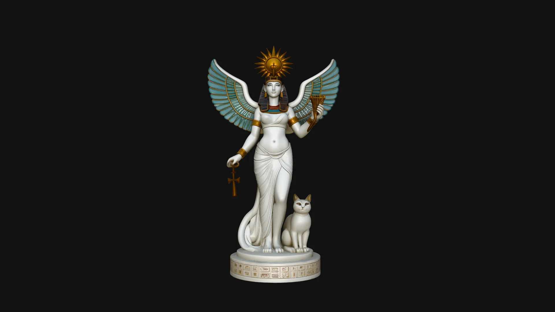 Isis Winged Goddess Statue Design 3 - 3D Print Model 3D Print Model .c4d .max .obj .3ds .fbx .stl .blend 