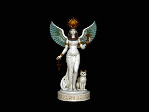 Isis Winged Goddess Statue Design 3 - 3D Print Model 3D Print Model