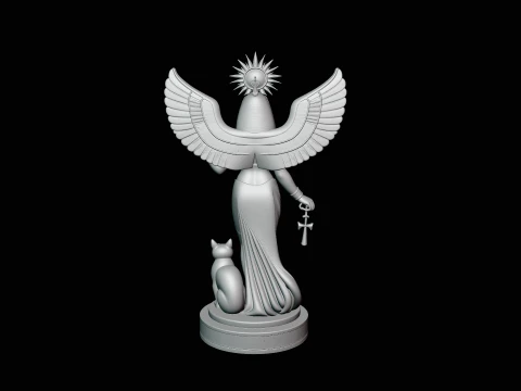 Isis Winged Goddess Statue Design 3 - 3D Print Model 3D Print Model