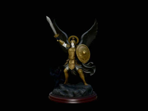 Archangel Michael Warrior Statue Design 10 - 3D Print Model Modèles 3D en vedette