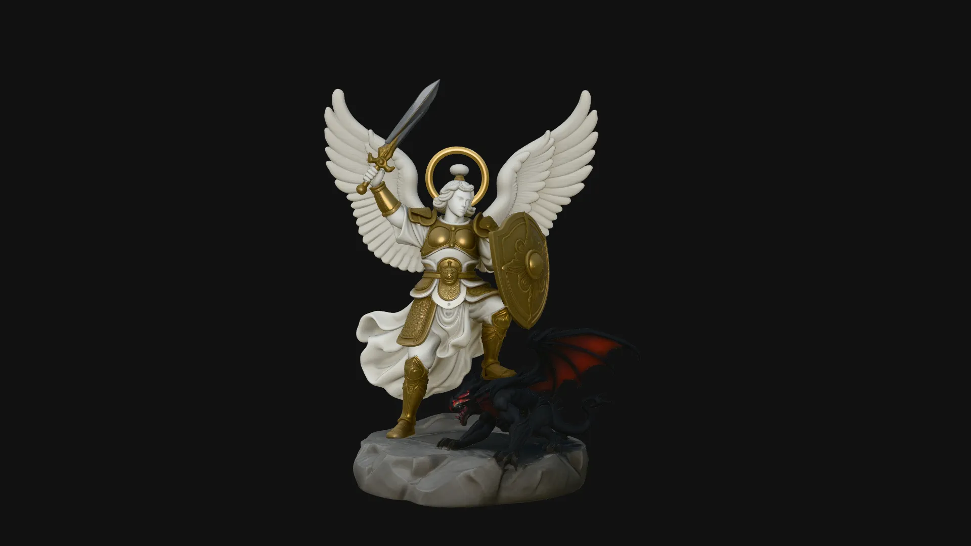 Archangel Michael Warrior Statue Design 12 - 3D Print Model 3D Print Model .c4d .max .obj .3ds .fbx .stl .blend 