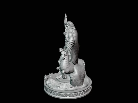 Poseidon on Sea Horse Statue Design 2 - 3D Print Model 3D Print Model