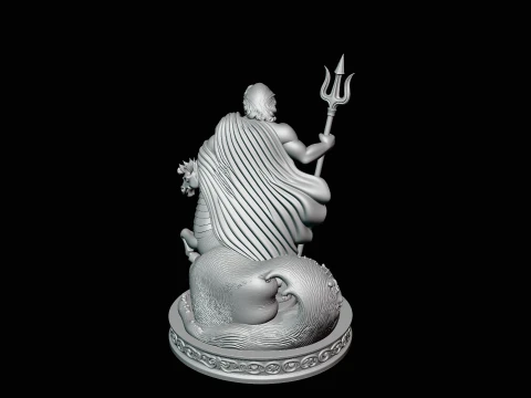 Poseidon on Sea Horse Statue Design 2 - 3D Print Model 3D Print Model
