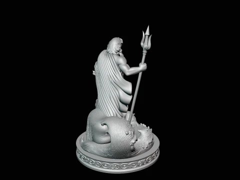 Poseidon on Sea Horse Statue Design 2 - 3D Print Model 3D Print Model