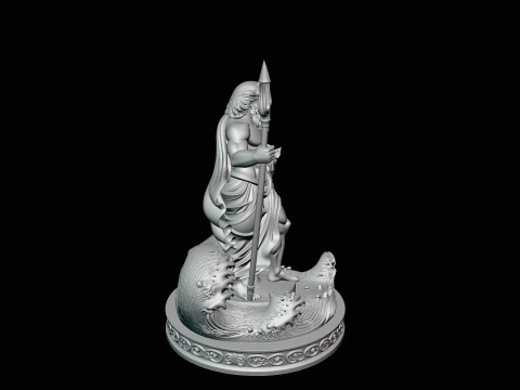 Poseidon on Sea Horse Statue Design 2 - 3D Print Model 3D Print Model