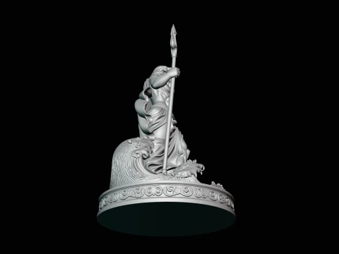 Poseidon on Sea Horse Statue Design 2 - 3D Print Model 3D Print Model