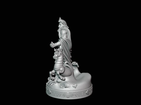 Poseidon on Sea Horse Statue Design 3 - 3D Print Model 3D Print Model