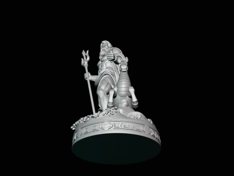 Poseidon on Sea Horse Statue Design 3 - 3D Print Model 3D Print Model