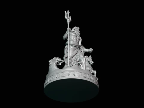 Poseidon on Sea Horse Statue Design 3 - 3D Print Model 3D Print Model