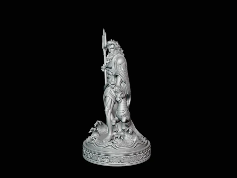 Poseidon on Sea Horse Statue Design 4 - 3D Print Model 3D Print Model