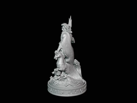 Poseidon on Sea Horse Statue Design 4 - 3D Print Model 3D Print Model