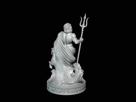 Poseidon on Sea Horse Statue Design 4 - 3D Print Model 3D Print Model