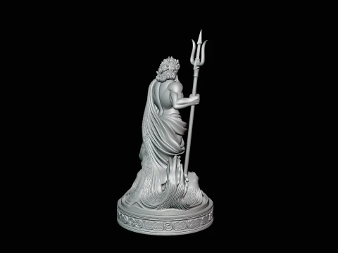 Poseidon on Sea Horse Statue Design 4 - 3D Print Model 3D Print Model