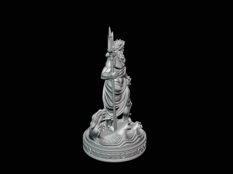 Poseidon on Sea Horse Statue Design 4 - 3D Print Model 3D Print Model