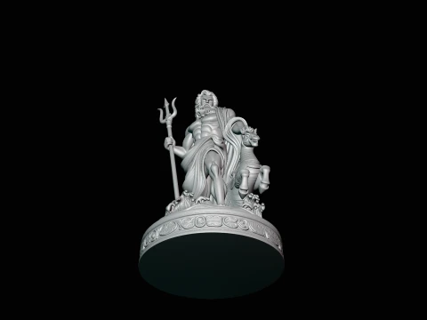 Poseidon on Sea Horse Statue Design 4 - 3D Print Model 3D Print Model