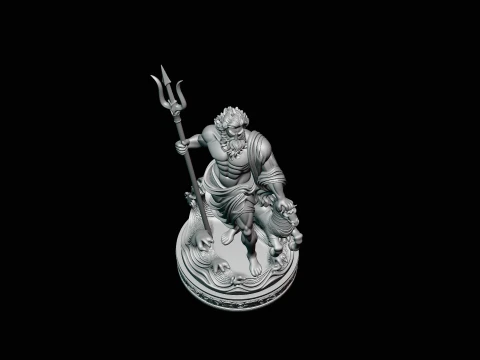 Poseidon on Sea Horse Statue Design 4 - 3D Print Model 3D Print Model