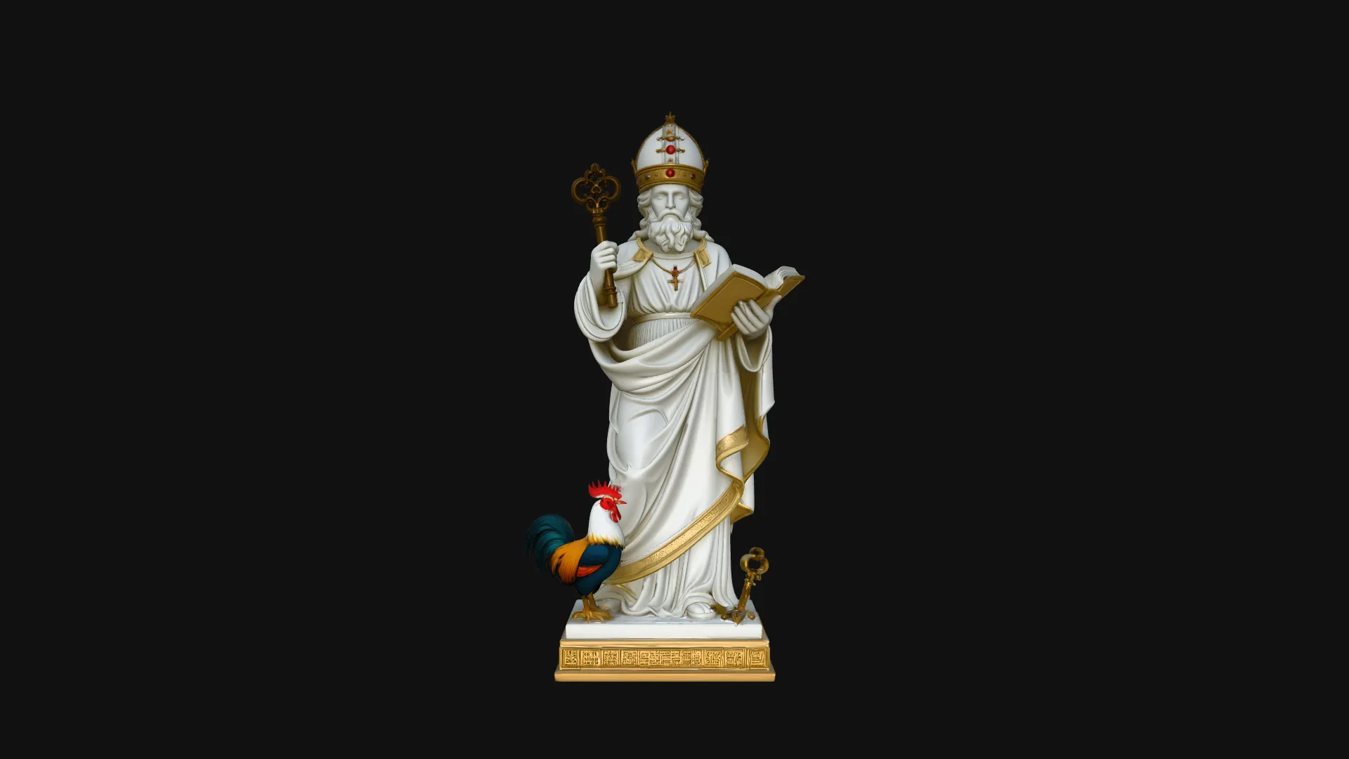 Saint Peter with Keys Statue Design 1 - 3D Print Model 3D Print Model .c4d .max .obj .3ds .fbx .stl .blend 