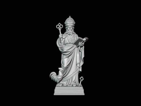 Saint Peter with Keys Statue Design 1 - 3D Print Model 3D Print Model
