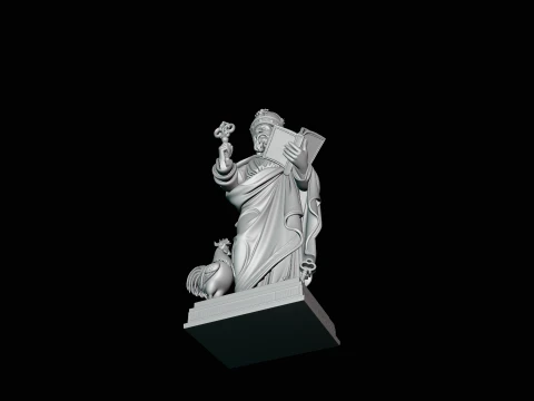 Saint Peter with Keys Statue Design 1 - 3D Print Model 3D Print Model