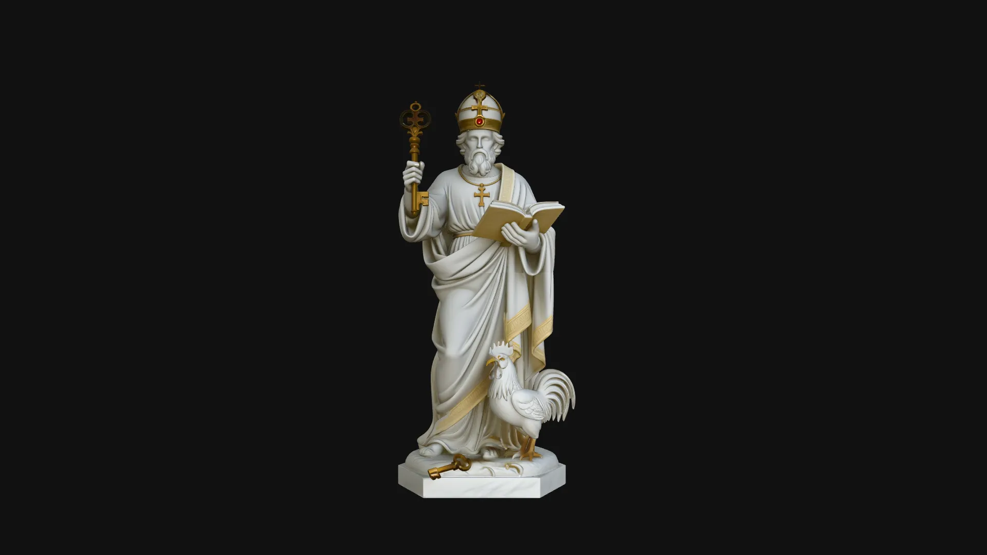 Saint Peter with Keys Statue Design 2 - 3D Print Model 3D Print Model .c4d .max .obj .3ds .fbx .stl .blend 