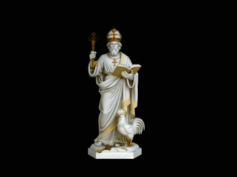 Saint Peter with Keys Statue Design 2 - 3D Print Model 3D Print Model