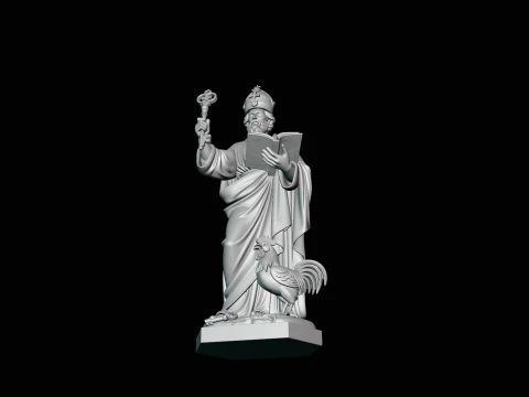 Saint Peter with Keys Statue Design 2 - 3D Print Model 3D Print Model