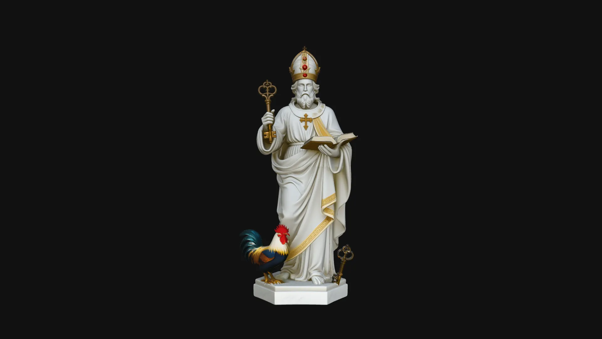 Saint Peter with Keys Statue Design 3 - 3D Print Model 3D Print Model .c4d .max .obj .3ds .fbx .stl .blend 