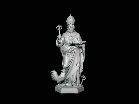 Saint Peter with Keys Statue Design 3 - 3D Print Model 3D Print Model