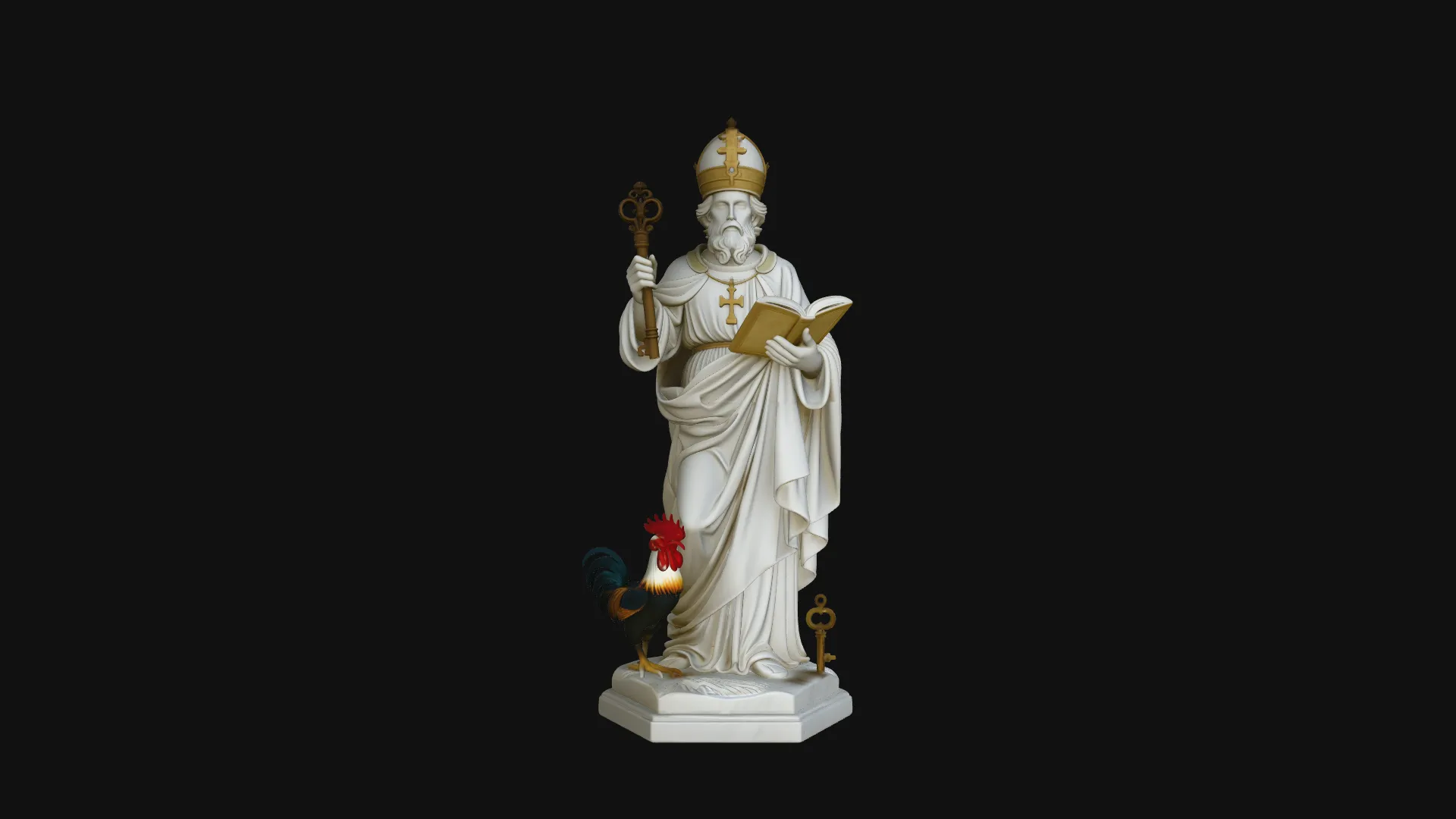 Saint Peter with Keys Statue Design 4 - 3D Print Model 3D Print Model .c4d .max .obj .3ds .fbx .stl .blend 