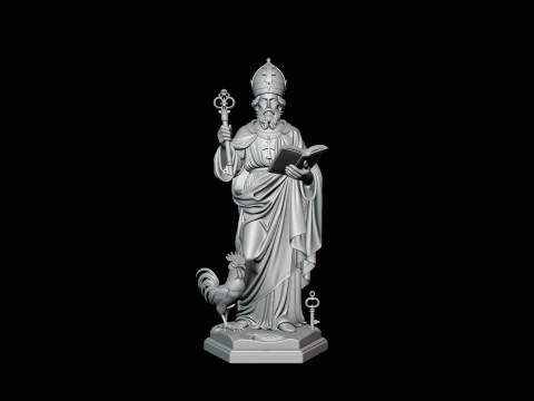 Saint Peter with Keys Statue Design 4 - 3D Print Model 3D Print Model