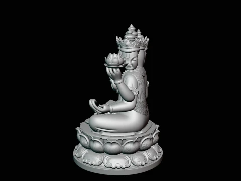 Brahma on Lotus Throne Statue Design 1 - 3D Print Model 3D Print Model