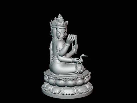 Brahma on Lotus Throne Statue Design 1 - 3D Print Model 3D Print Model