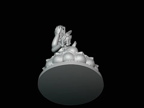 Brahma on Lotus Throne Statue Design 1 - 3D Print Model 3D Print Model