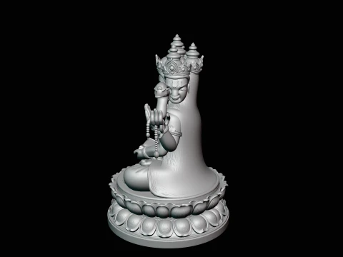 Brahma on Lotus Throne Statue Design 2 - 3D Print Model 3D Print Model