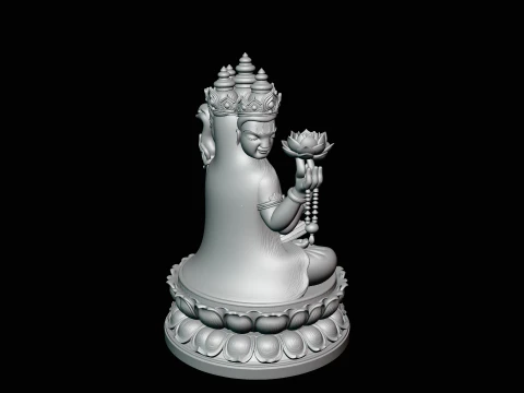 Brahma on Lotus Throne Statue Design 2 - 3D Print Model 3D Print Model